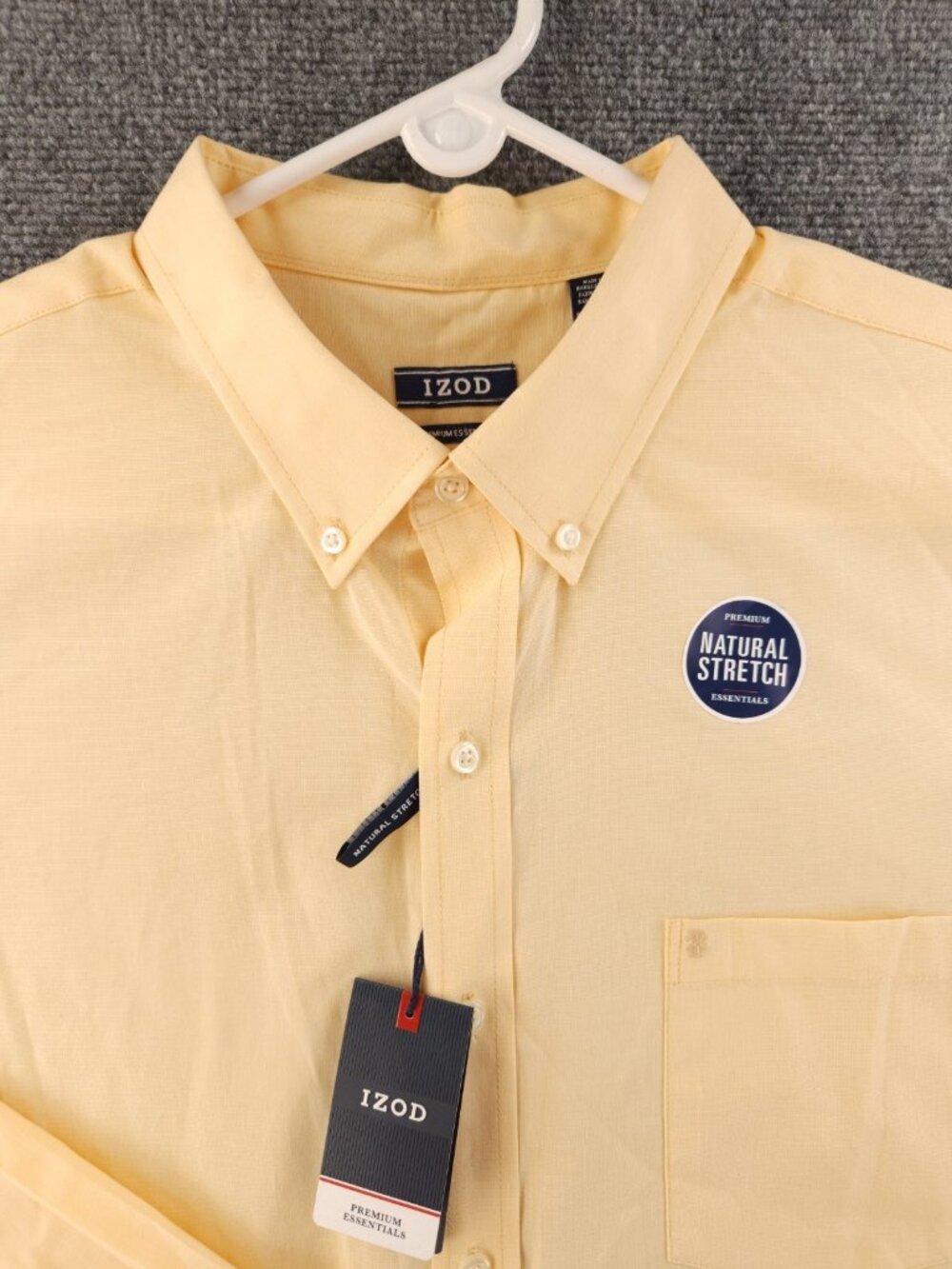 NWT IZOD Premium Essentials Men XL Yellow Long Sleeve Button Up Natural Stretch